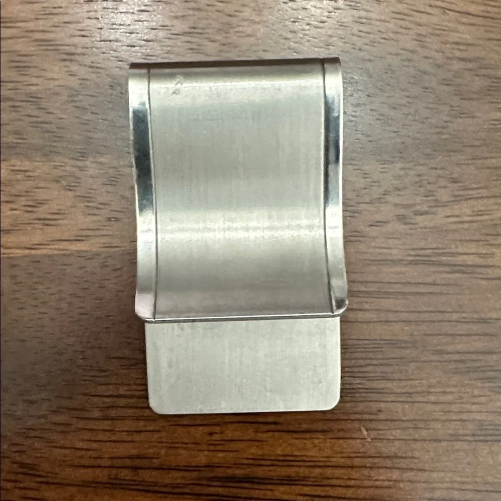 Brown Leather and Silver Metal Money Clip